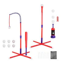 3-IN-1 BASEBALL TOY SET FOR 3-5YEARS OLD KIDS AND TODDLERS INCLUDES TEE BALL STAND HANGING TEE AUTOMATIC BALL LAUNCHER WITH ADJUSTABLE HEIGHT FOR INDO