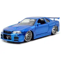 BRIAN'S NISSAN GTR SKYLINE R34 RHD (RIGHT HAND DRIVE) BLUE 25TH ANNIVERSARY "FAST & FURIOUS" MOVIE 1/24 DIECAST MODEL CAR BY JADA