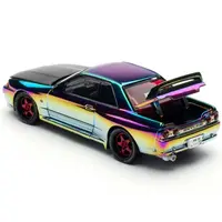 SKYLINE GT-R (BNR32) RHD (RIGHT HAND DRIVE) CHAMELEON CHROME WITH CARBON HOOD "APA XPO 2025 EXCLUSIVE 1/64 DIECAST MODEL CAR BY POP RACE