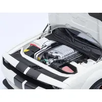 2023 DODGE CHALLENGER SRT SUPER STOCK KNUCKLE WHITE WITH CARBON STRIPES 1/18 MODEL CAR BY AUTOART