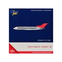 BOEING 727-200 COMMERCIAL AIRCRAFT "NORTHWEST ORIENT" (N298US) SILVER WITH WHITE STRIPES AND RED TAIL 1/400 DIECAST MODEL BY GEMINIJETS