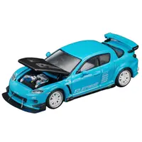 MAZDA RX8 RE AMEMIYA RHD (RIGHT HAND DRIVE) LIGHT BLUE WITH CARBON HOOD "TOKYO AUTO SALON 2026" 1/64 DIECAST MODEL CAR BY POP RACE
