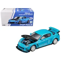 MAZDA RX8 RE AMEMIYA RHD (RIGHT HAND DRIVE) LIGHT BLUE WITH CARBON HOOD "TOKYO AUTO SALON 2026" 1/64 DIECAST MODEL CAR BY POP RACE