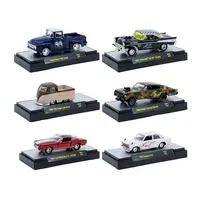 "AUTO MEETS" SET OF 6 CARS IN DISPLAY CASES RELEASE 94 LIMITED EDITION 1/64 DIECAST MODEL CARS BY M2 MACHINES