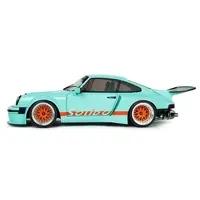 2025 PORSCHE 911 KS-R BY KHYZYL SALEEM "BLUE RACER" LIGHT BLUE WITH ORANGE STRIPES 1/18 DIECAST MODEL CAR BY SOLIDO