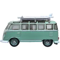 VOLKSWAGEN T1 SAMBA BUS RHD (RIGHT HAND DRIVE) GREEN TWO-TONE WITH SURFBOARDS ON ROOF RACK 1/148 (N) SCALE DIECAST MODEL CAR BY OXFORD DIECAST