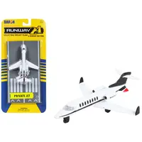PRIVATE JET COMMERCIAL AIRCRAFT WHITE WITH BLACK TAIL "N452IJ" WITH RUNWAY SECTION DIECAST MODEL AIRPLANE BY RUNWAY24