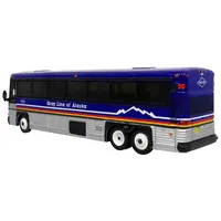 2001 MCI D4000 COACH BUS "GRAY LINE OF ALASKA" DARK BLUE WITH STRIPES "VINTAGE BUS & MOTORCOACH COLLECTION" LIMITED EDITION TO 504 PIECES WORLDWIDE 1/87 (HO) DIECAST MODEL BY ICONIC REPLICAS
