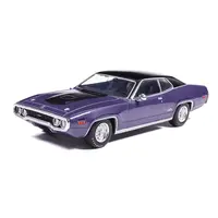 1971 PLYMOUTH GTX PURPLE METALLIC WITH BLACK VINYL TOP AND BLACK HOOD STRIPE 1/43 DIECAST MODEL CAR BY IXO MODELS