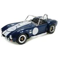 1965 SHELBY COBRA 427 S/C DARK BLUE METALLIC WITH WHITE STRIPES WITH PRINTED CARROLL SHELBY'S SIGNATURE ON THE TRUNK 1/18 DIECAST MODEL CAR BY SHELBY COLLECTIBLES
