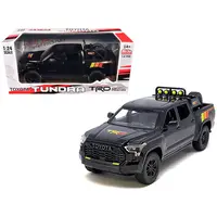 2023 TOYOTA TUNDRA TRD 4X4 PICKUP TRUCK BLACK WITH TRD STRIPES WITH SUNROOF AND WHEEL RACK LIMITED EDITION TO 2400 PIECES WORLDWIDE 1/24 DIECAST MODEL CAR