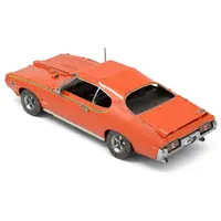 MODEL KIT 1969 PONTIAC GTO JUDGE ORANGE WITH BLACK STRIPES (MODERATE DIFFICULTY) STEEL MODEL BY METAL EARTH