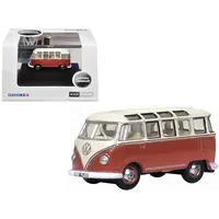 VOLKSWAGEN T1 SAMBA BUS SEALING WAX RED AND GRAY 1/148 (N) SCALE DIECAST MODEL CAR BY OXFORD DIECAST