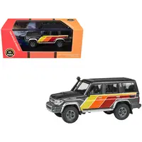 2014 TOYOTA LAND CRUISER LC76 "TRD LIVERY" GRAY METALLIC WITH STRIPES 1/64 DIECAST MODEL CAR BY PARAGON MODELS