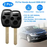 2PCS KEYLESS ENTRY REMOTE SHELL CASE FIT FOR HONDA ACCORD 2008-2012 CAR KEY FOB PAD REPLACEMENT N5F-S0084A N5F-A05TAA W/ UNCUT BLADE