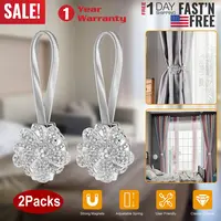 2 PACKS MAGNETIC CURTAIN TIEBACKS EXTENDABLE FLORAL DRAPE HOLDER DECORATIVE WINDOW HANGINGS CLIP FOR LIVING ROOM RESTAURANT APARTMENT