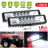 6" LED LIGHT BAR 160W 5000LM OFFROAD DRIVING SPOT LIGHTS WORK LIGHT PODS IP67 WATERPROOF FOG LIGHT SPOT FLOOD BEAM FOR JEEP TRAILER TRUCK BUS BOAT  2P