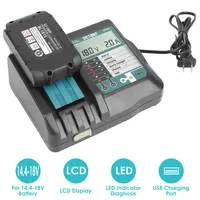 RAPID CHARGER REPLACEMENT FIT FOR MAKITA 14.4-18V BATTERY BL1860 BL1830 BL1850 WITHLCD DISPLAY USB PORT
