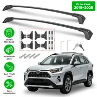 ROOF RACK CROSS BARS FOR FIT TOYOTA RAV4 2019-2025 ALUMINUM ROOF RAILS CARGO CROSSBARS FOR FLUSH SIDE RAILS HEAVY DUTY ROOFTOP CARRIER ANTI-THEFT LOCK