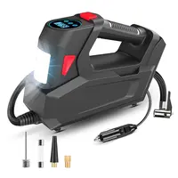 PORTABLE TIRE INFLATOR 120 PSI MAXIMUM 90W POWERED TIRE PUMP WITH DIGITAL DISPLAY LED LIGHT INFLATABLE NOZZLE NEEDLE FUSE AIR COMPRESSOR FOR BIKES MOT