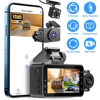 WIFI FHD 1080P 3 CHANNEL CAR DASH CAM FRONT REAR INSIDE WITH 32G MMC CARD MOTION DETECTION LOOP RECORDING INFRARED NIGHT VISION SURVEILLANCE CAR CAMER