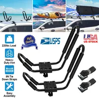 TITLE: 1 PAIR UNIVERSAL J-BAR KAYAK CARRIER 220LBS LOAD HEAVY DUTY CANOE CAR TOP MOUNT CARRIER ROOF RACK W/ 2PCS TIE DOWN STRAPS