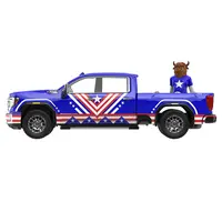 2022 GMC SIERRA 3500 HD PICKUP TRUCK BLUE WITH AMERICAN SOCCER GRAPHICS WITH BISON FIGURE "INTERNATIONAL SOCCER CELEBRATION '26" SERIES 1/64 DIECAST MODEL CAR BY GREENLIGHT