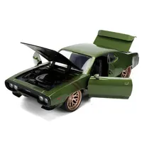 1972 PLYMOUTH GTX GREEN METALLIC WITH MATT BLACK HOOD AND GOLD STRIPES "BIGTIME MUSCLE" SERIES 1/24 DIECAST MODEL CAR BY JADA