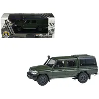 2014 TOYOTA LAND CRUISER LC 79 WITH CAMPER SHELL MILITARY GREEN 1/64 DIECAST MODEL CAR BY PARAGON MODELS