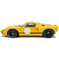 1968 FORD GT40 MK1 YELLOW WITH BLACK STRIPES "COMPETITION" SERIES 1/18 DIECAST MODEL CAR BY SOLIDO