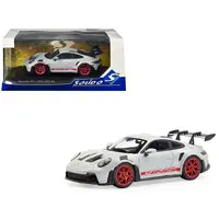 2023 PORSCHE 911 (992) GT3 RS ICE GRAY METALLIC WITH PYRO RED STRIPES 1/43 DIECAST MODEL CAR BY SOLIDO