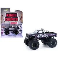 1984 CHEVROLET SILVERADO MONSTER TRUCK #48 "ALLY" BLACK AND PURPLE WITH GRAPHICS "KINGS OF CRUNCH - HENDRICK MOTORSPORTS TRIBUTE" SPECIAL EDITION 1/64 DIECAST MODEL CAR BY GREENLIGHT