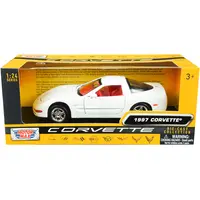 1997 CHEVROLET CORVETTE C5 COUPE WHITE WITH RED INTERIOR "HISTORY OF CORVETTE" SERIES 1/24 DIECAST MODEL CAR BY MOTORMAX