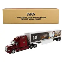 PETERBILT 579 ULTRALOFT TRUCK TRACTOR RED WITH "CAT CATERPILLAR" MURAL DRY VAN TRAILER "TRANSPORT SERIES" 1/50 DIECAST MODEL BY DIECAST MASTERS