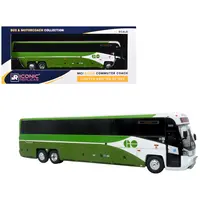MCI D4520 COMMUTER COACH BUS "GO TRANSIT" GREEN AND WHITE "THE BUS & MOTORCOACH COLLECTION" LIMITED EDITION TO 504 PIECES WORLDWIDE 1/87 (HO) SCALE DIECAST MODEL BY ICONIC REPLICAS