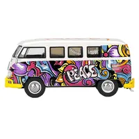 VOLKSWAGEN T1 MICROBUS "MIZU DESIGN" WHITE WITH GRAFFITI GRAPHICS LIMITED EDITION 1/64 DIECAST MODEL CAR BY MINI GT