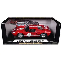 1966 FORD GT-40 MK 2 RED #1 1/18 DIECAST MODEL CAR BY SHELBY COLLECTIBLES