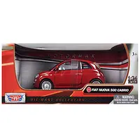 FIAT 500 NUOVA CABRIO RED 1/24 DIECAST MODEL CAR BY MOTORMAX