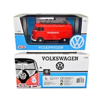 VOLKSWAGEN TYPE 2 (T1) FIRE VAN "FEUERWEHR" RED 1/24 DIECAST MODEL CAR BY MOTORMAX