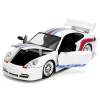 PORSCHE 911 GT3 (996) WHITE WITH RED AND BLUE STRIPES "HYPER-SPEC" SERIES 1/24 DIECAST MODEL CAR BY JADA