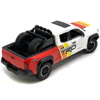 2024 TOYOTA TACOMA TRD OFF ROAD EDITION PICKUP TRUCK WHITE AND RED WITH TRD STRIPES WITH SUNROOF AND WHEEL RACK LIMITED EDITION TO 2400 PIECES WORLDWIDE 1/24 DIECAST MODEL CAR