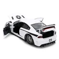 2021 DODGE CHARGER SRT HELLCAT WHITE WITH GRAPHICS AND STORMTROOPER FIGURE "STAR WARS" FRANCHISE "HOLLYWOOD RIDES" SERIES 1/24 DIECAST MODEL CAR BY JADA