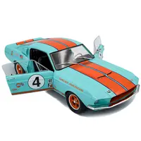 1967 SHELBY GT500 #4 "GULF RACING TRIBUTE" LIGHT BLUE WITH ORANGE STRIPES 1/18 DIECAST MODEL CAR BY SOLIDO