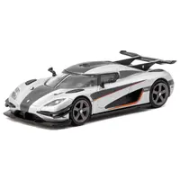 KOENIGSEGG ONE:1 SILVER METALLIC WITH BLACK STRIPES "GLOBAL64" SERIES 1/64 DIECAST MODEL CAR BY TARMAC WORKS