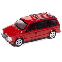 1989 DODGE CARAVAN TURBO VAN FLASH RED "MIGHTY MINIVANS" SERIES 1/64 DIECAST MODEL CAR BY AUTO WORLD