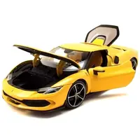 FERRARI 296 GTB YELLOW "RACE + PLAY" SERIES 1/18 DIECAST MODEL CAR BY BBURAGO