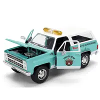 1980 CHEVROLET BLAZER LIGHT GREEN WITH WHITE TOP AND GRAPHICS AND SMOKEY BEAR DIECAST FIGURE "SMOKEY BEAR" "HOLLYWOOD RIDES" SERIES 1/24 DIECAST MODEL BY JADA