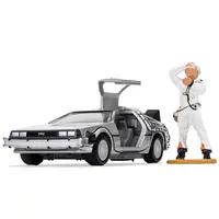 DMC DELOREAN TIME MACHINE WITH DOC BROWN FIGURE "BACK TO THE FUTURE" (1985) MOVIE DIECAST MODEL CAR BY CORGI