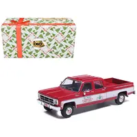 1976 GMC SIERRA GRANDE K2500 WIDESIDE PICKUP TRUCK "ST. NICK'S CHRISTMAS TREE FARM" RED WITH WHITE SIDES "CHRISTMAS LIMITED EDITION" 1/64 DIECAST MODEL CAR BY IXO MODELS