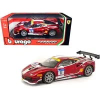 FERRARI 488 CHALLENGE #11 CANDY RED WITH WHITE STRIPES "FERRARI RACING" 1/24 DIECAST MODEL CAR BY BBURAGO